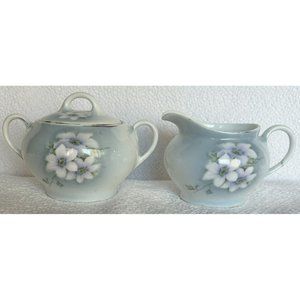 Antique Sugar & Creamer Set Z.S. & Co. Bavaria, Germany c1880-1918 White Flowers